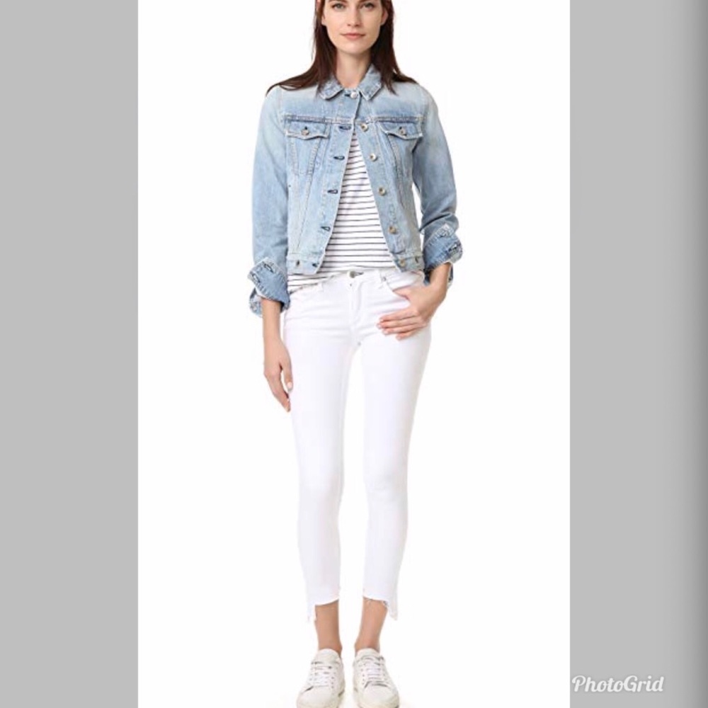 Rag & Bone Women’s White Capri Fringe Hem Jeans